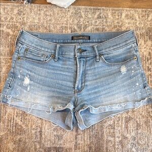 Abercrombie & Fitch Blue Jean Shorts Distressed Cut-Off